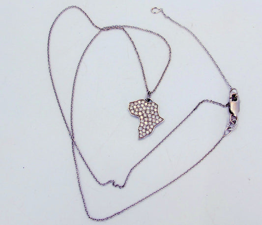 SIMON G 18K Gold Diamond Pendant Ladies Necklace 18.5" Long Fine Jewelry