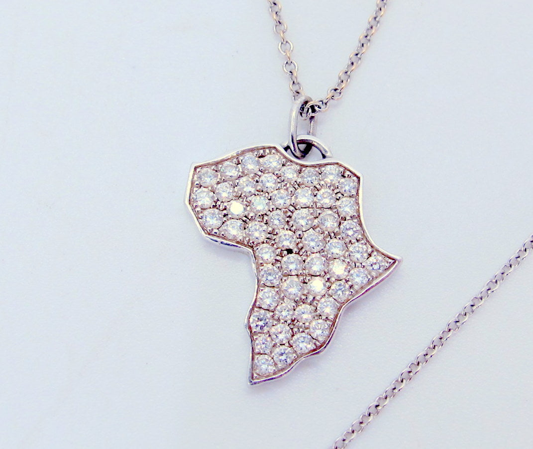 SIMON G 18K Gold Diamond Pendant Ladies Necklace 18.5" Long Fine Jewelry