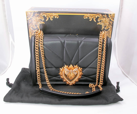 DOLCE & GABBANA Devotion Black Ladies Handbag with Dustbag