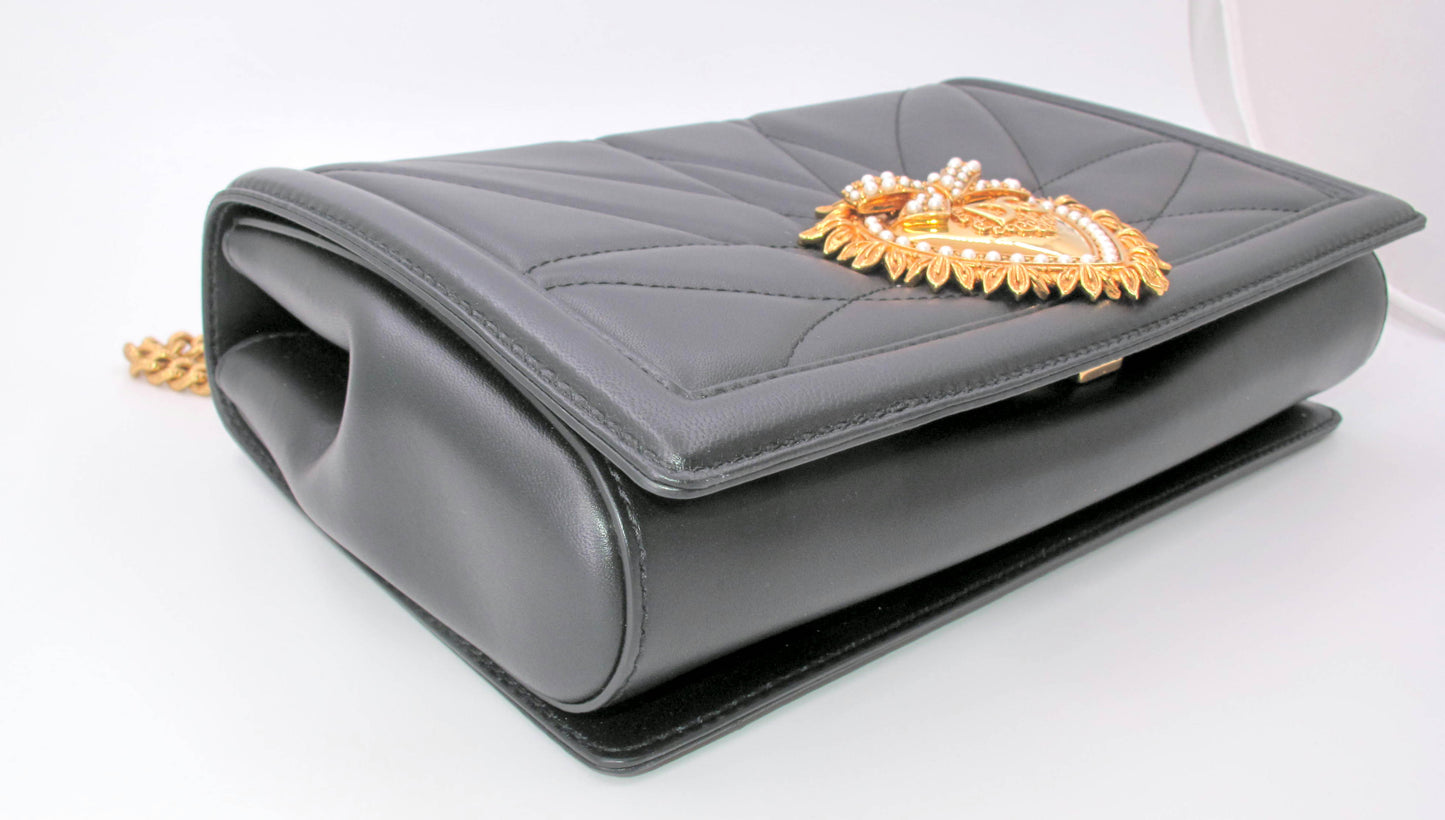 DOLCE & GABBANA Devotion Black Ladies Handbag with Dustbag