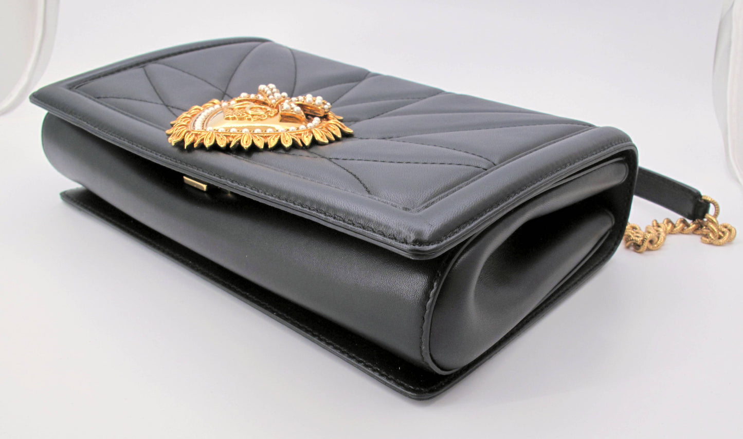 DOLCE & GABBANA Devotion Black Ladies Handbag with Dustbag