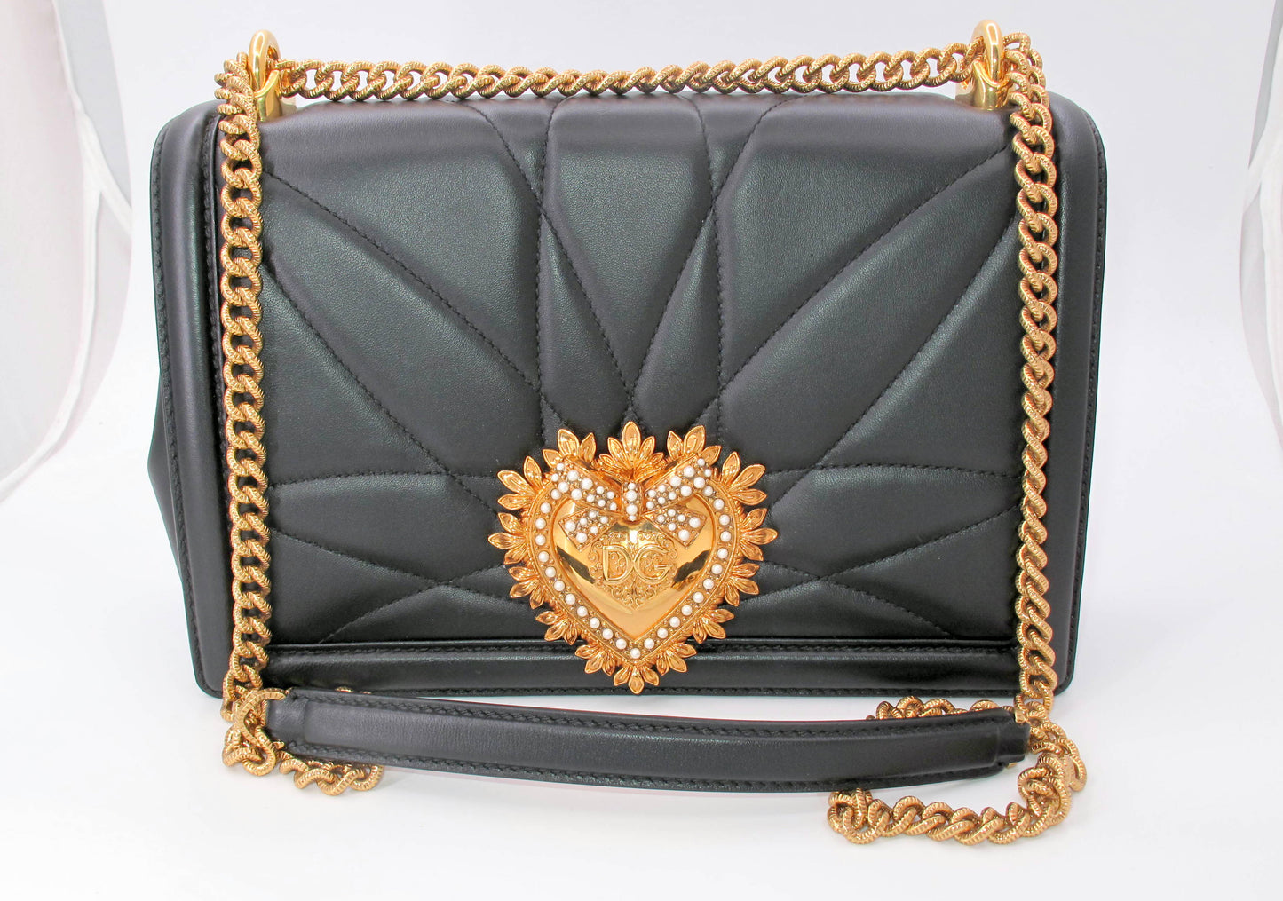 DOLCE & GABBANA Devotion Black Ladies Handbag with Dustbag
