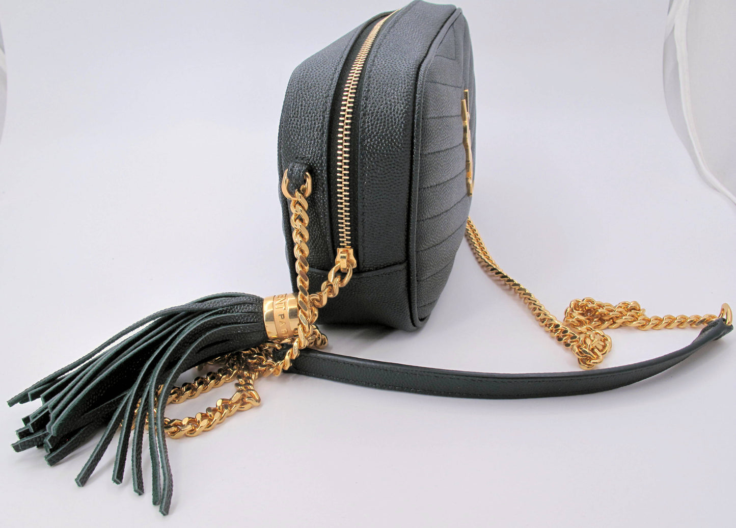 Original YVES SAINT LAURENT Mini Lou Camera Shoulder bag Green Color