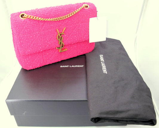 Original YVES SAINT LAURENT Jamie Tweed Magenta Shoulder Ladies Handbag