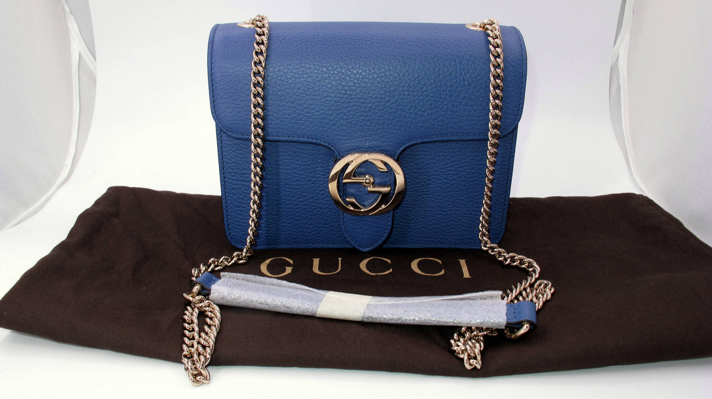 Original GUCCI "INTERLOCKING" Shoulder bag Blue Color With Dustbag Only
