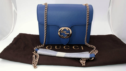 Original GUCCI "INTERLOCKING" Shoulder bag Blue Color With Dustbag Only