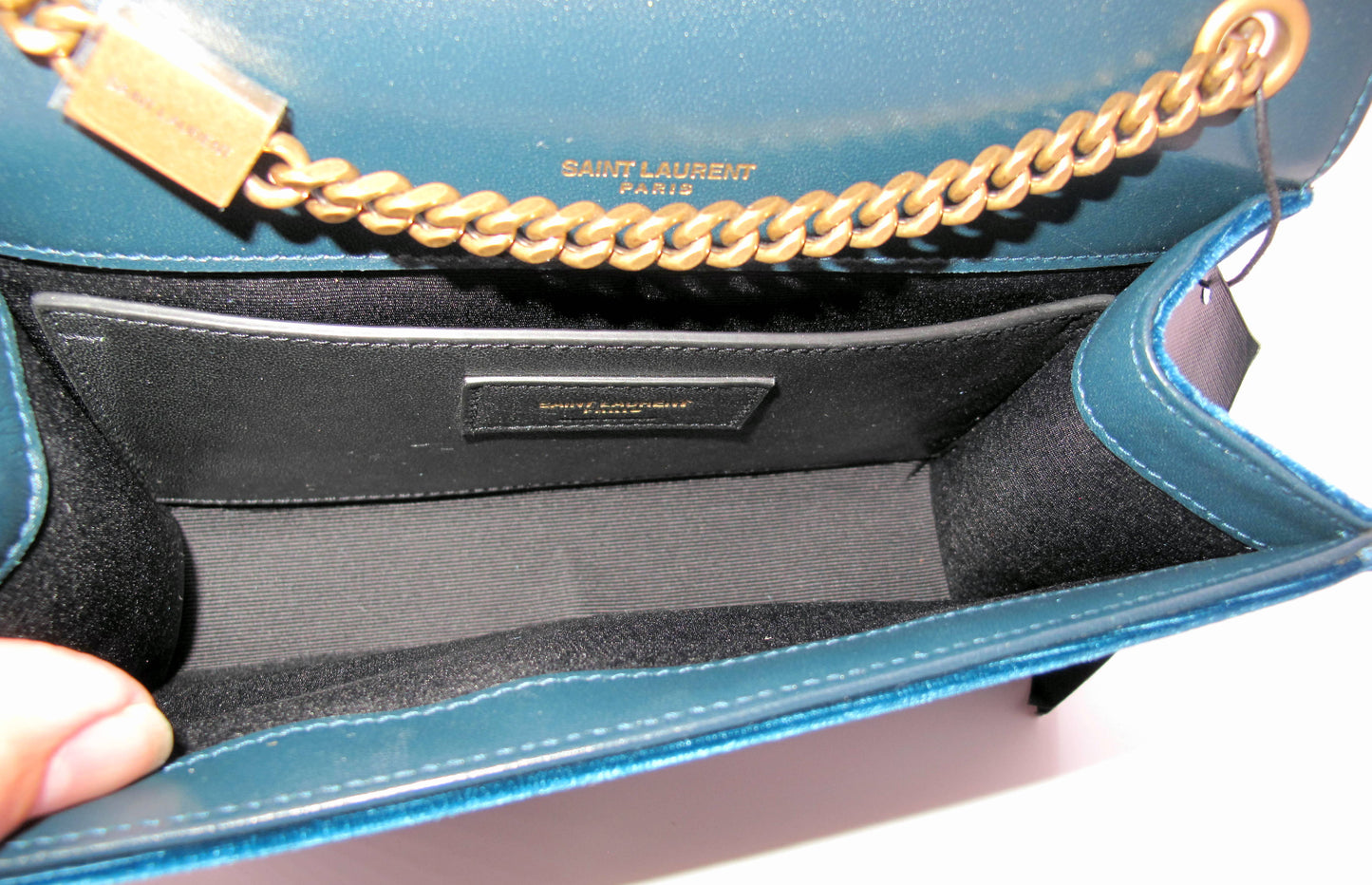 Original YVES SAINT LAURENT KATE Suede Blue Shoulder Ladies Handbag