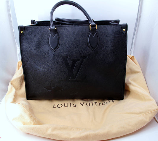 Original LOUIS VUITTON "ONTHEGO" MM Black Empreinte Leather Handbag