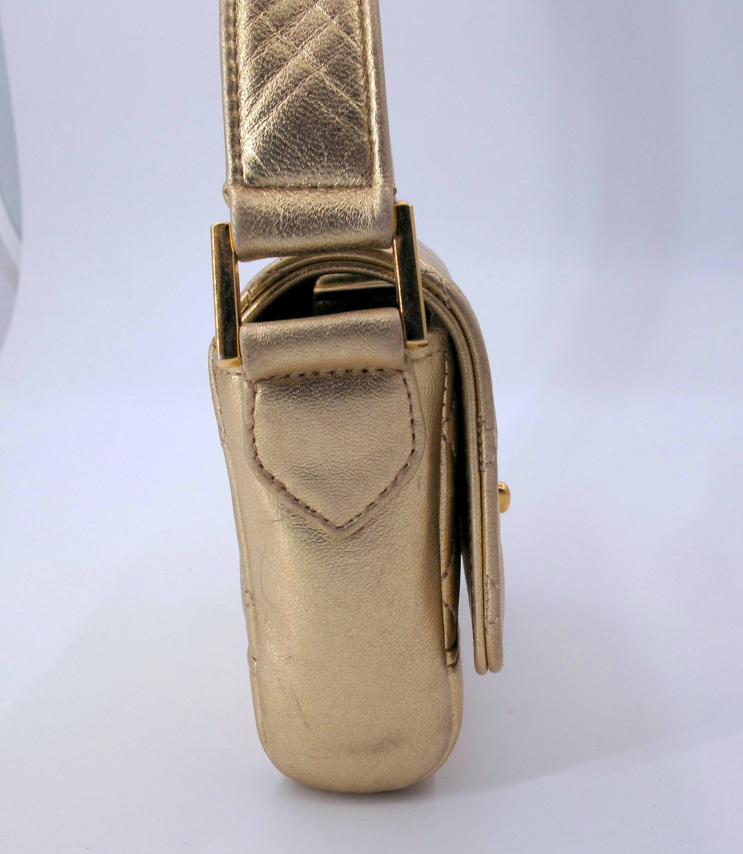 Original CHANEL Mini Vintage Gold Shoulder Ladies Leather Handbag