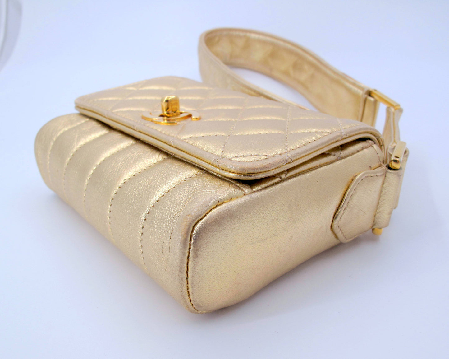 Original CHANEL Mini Vintage Gold Shoulder Ladies Leather Handbag