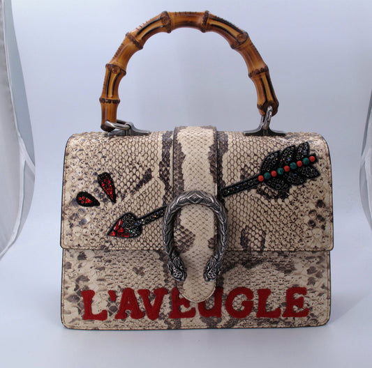 Original GUCCI "DIONYSUS" Python Medium Bamboo Top Handle Ladies Handbag