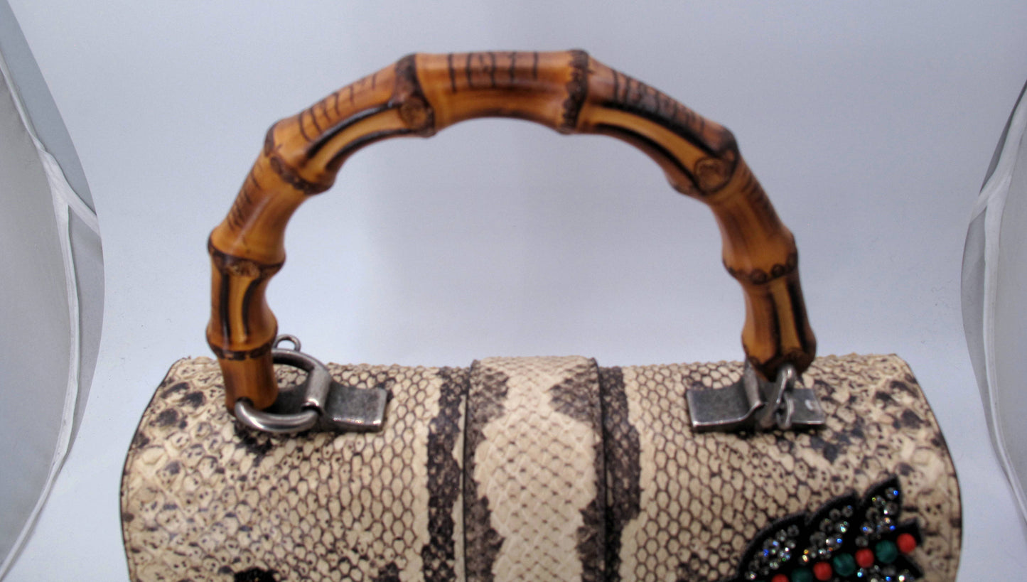 Original GUCCI "DIONYSUS" Python Medium Bamboo Top Handle Ladies Handbag