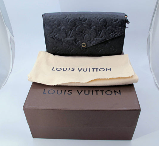Original LOUIS VUITTON "FELICIE" Black Empreinte Leather Handbag