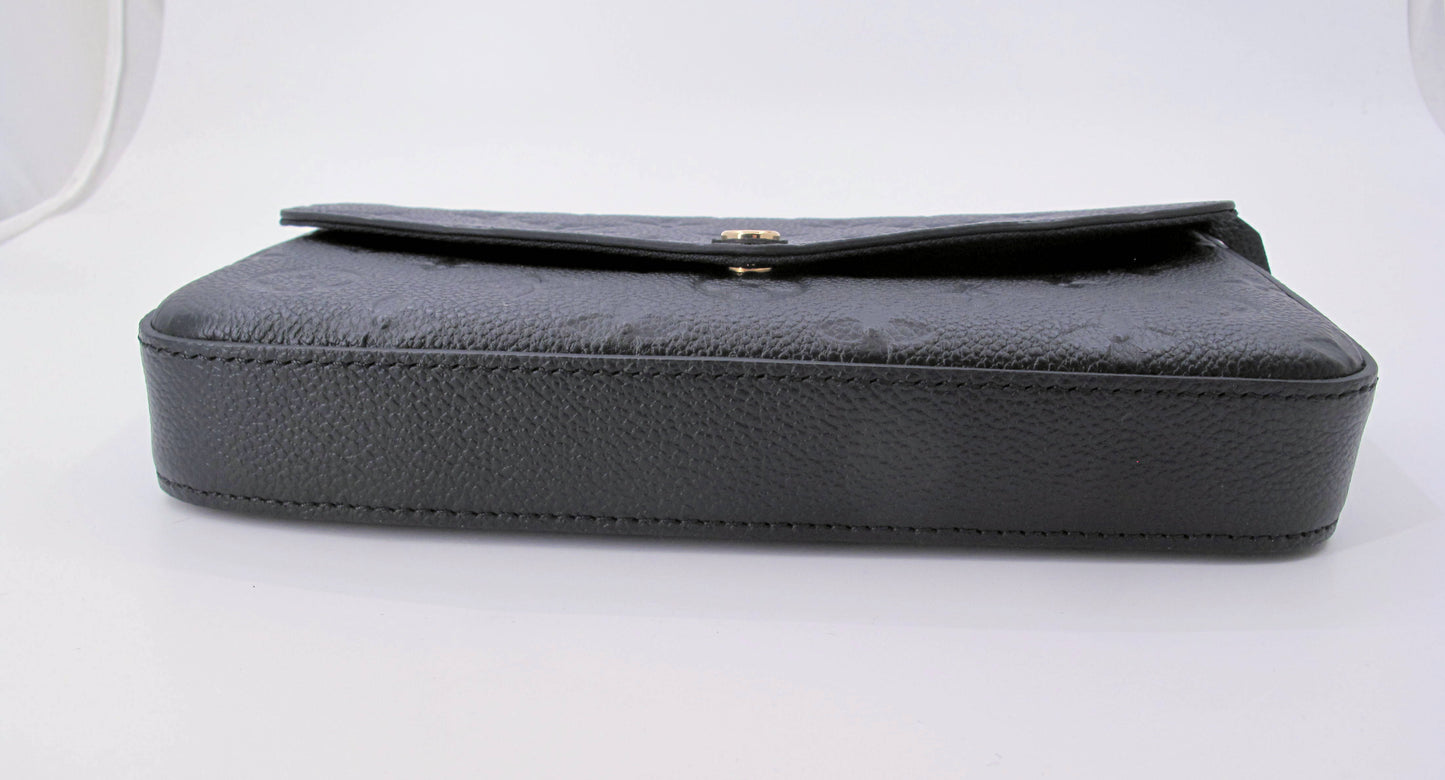 Original LOUIS VUITTON "FELICIE" Black Empreinte Leather Handbag
