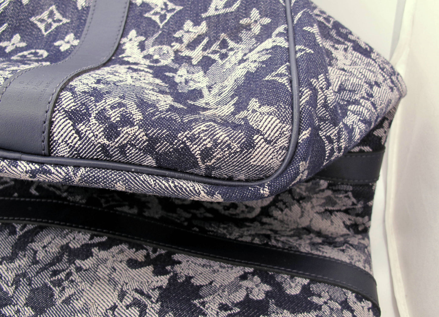 Louis Vuitton Keepal 50 Denim Tapestry Duffle Bag With Strap Lock/Keys