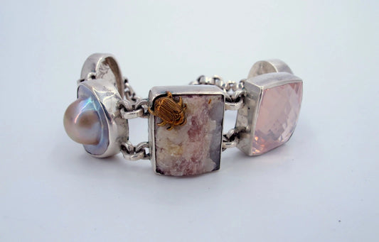 Stunning Sterling Silver Stephen Dweck Multi Gemstones Wide Bracelets Set of Two